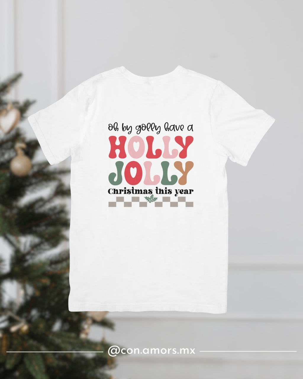 Camiseta Navideña de Manga Corta – Holly Jolly
