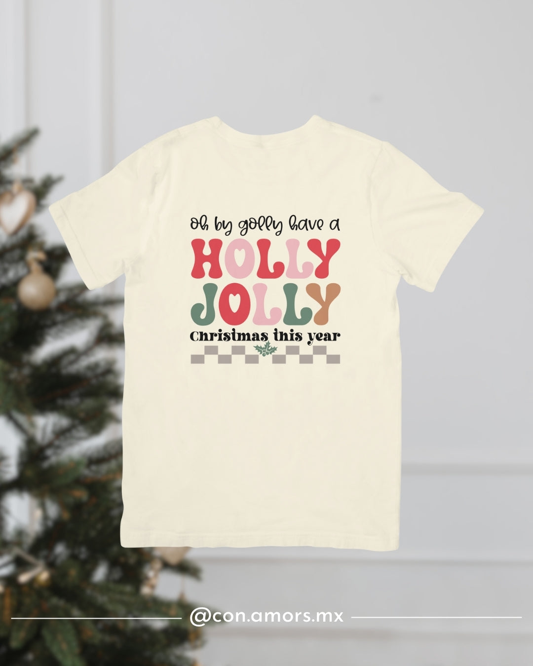 Camiseta Navideña de Manga Corta – Holly Jolly