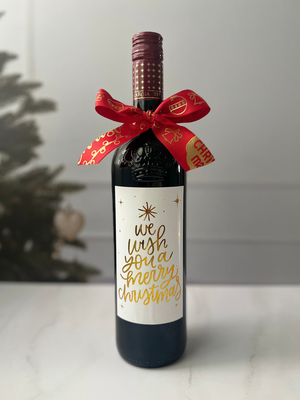 Etiqueta para botella de vino con foil