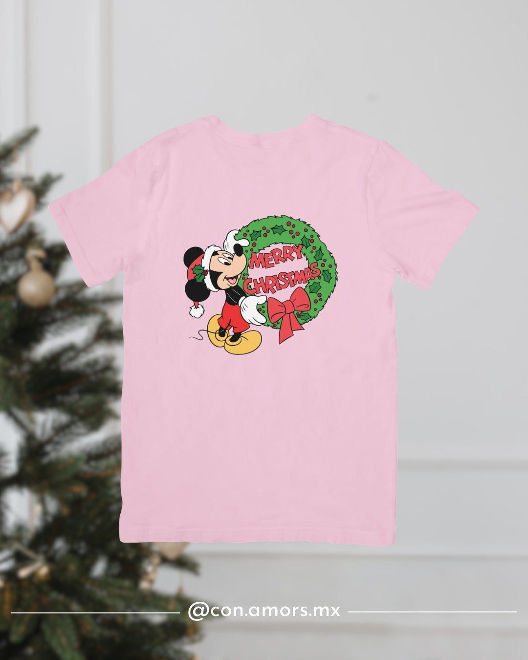 Camiseta Navideña de Manga Corta – Merry Christmas Mickey Corona
