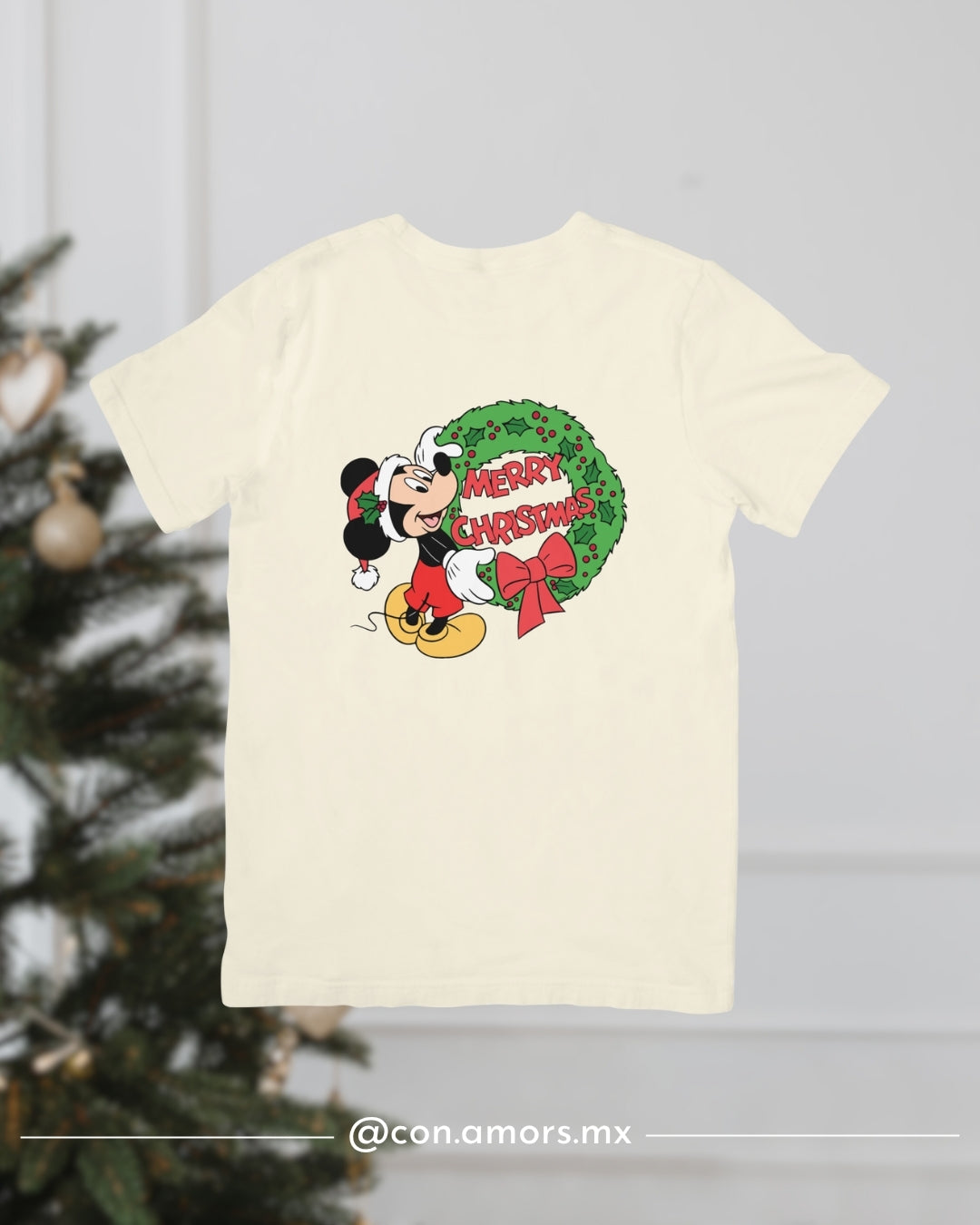Camiseta Navideña de Manga Corta – Merry Christmas Mickey Corona