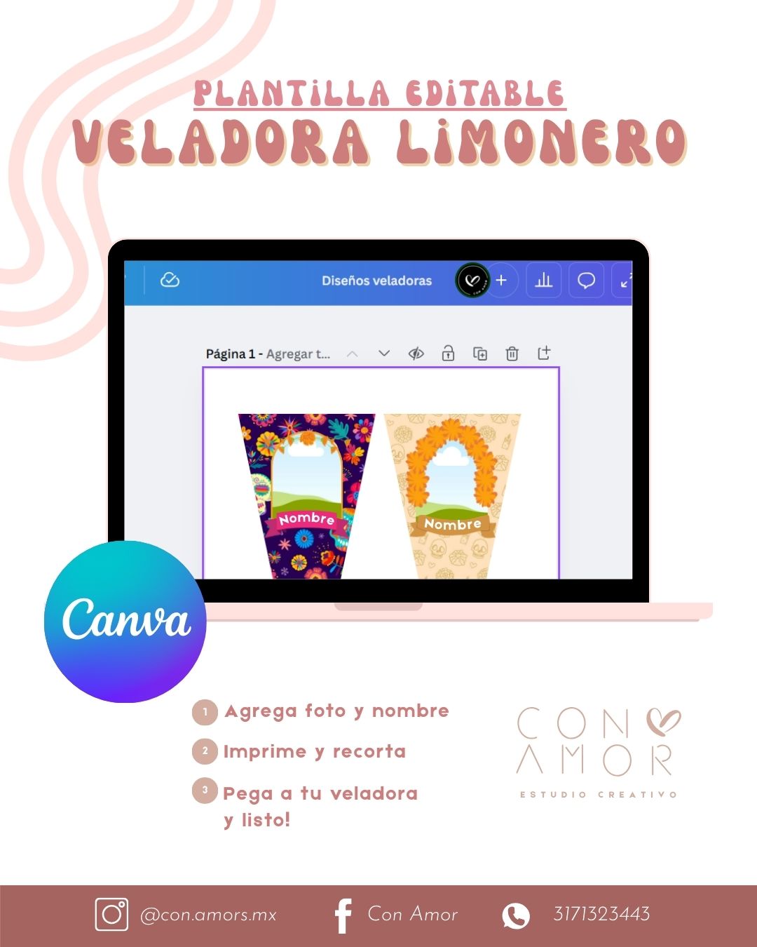 Plantilla de Veladoras Día de Muertos – Editable en Canva