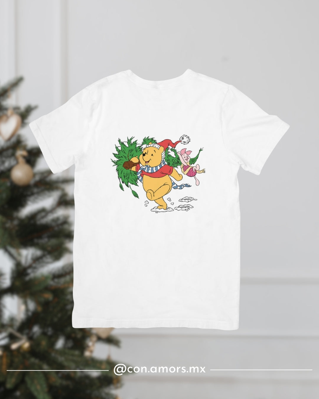 Camiseta Navideña de Manga Corta – Winnie Pooh