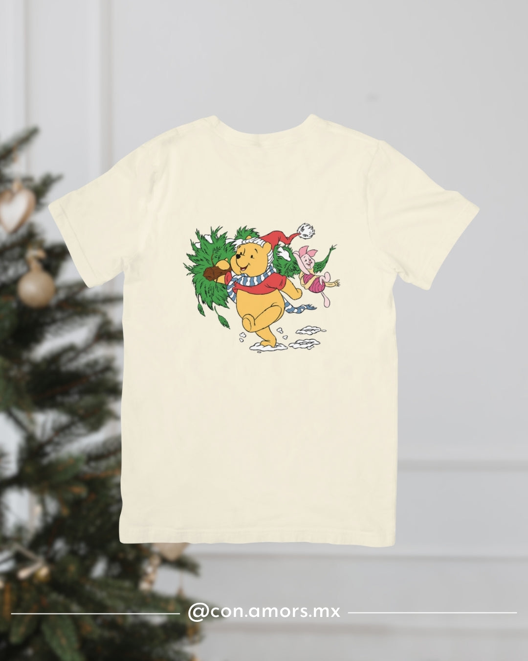 Camiseta Navideña de Manga Corta – Winnie Pooh