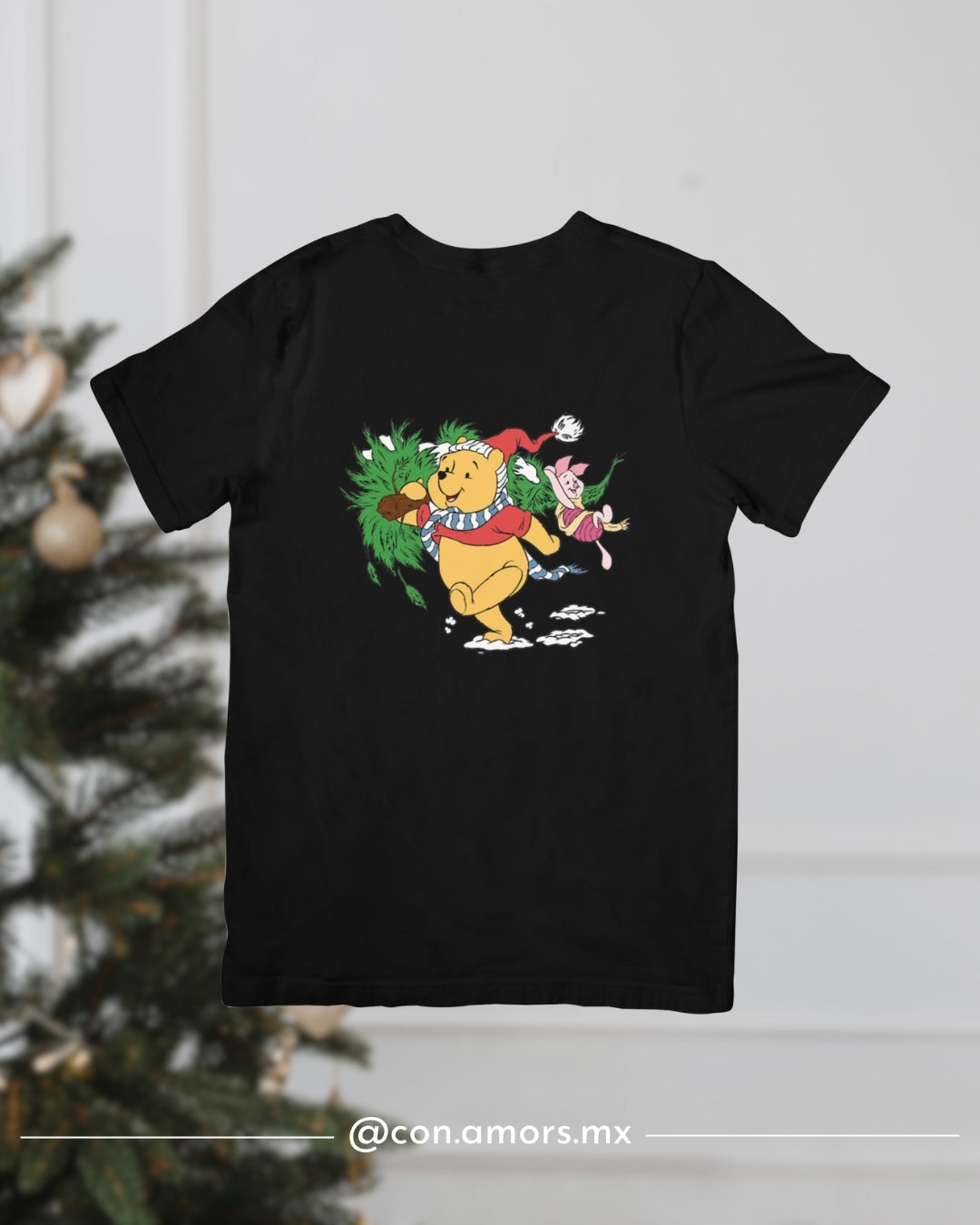 Camiseta Navideña de Manga Corta – Winnie Pooh