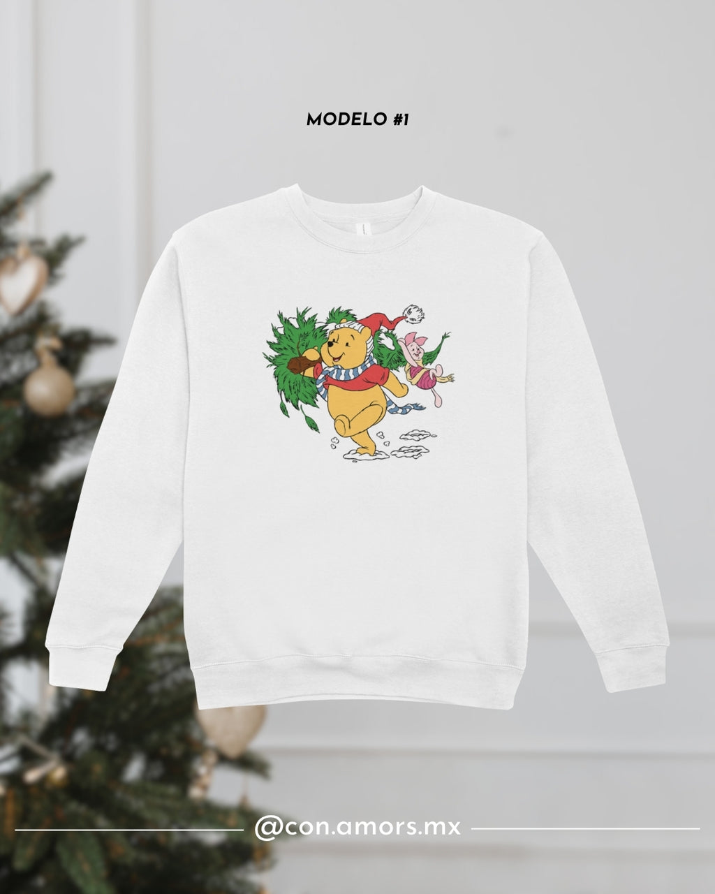 Sudadera Navideña de Cuello Redondo - Winnie Pooh