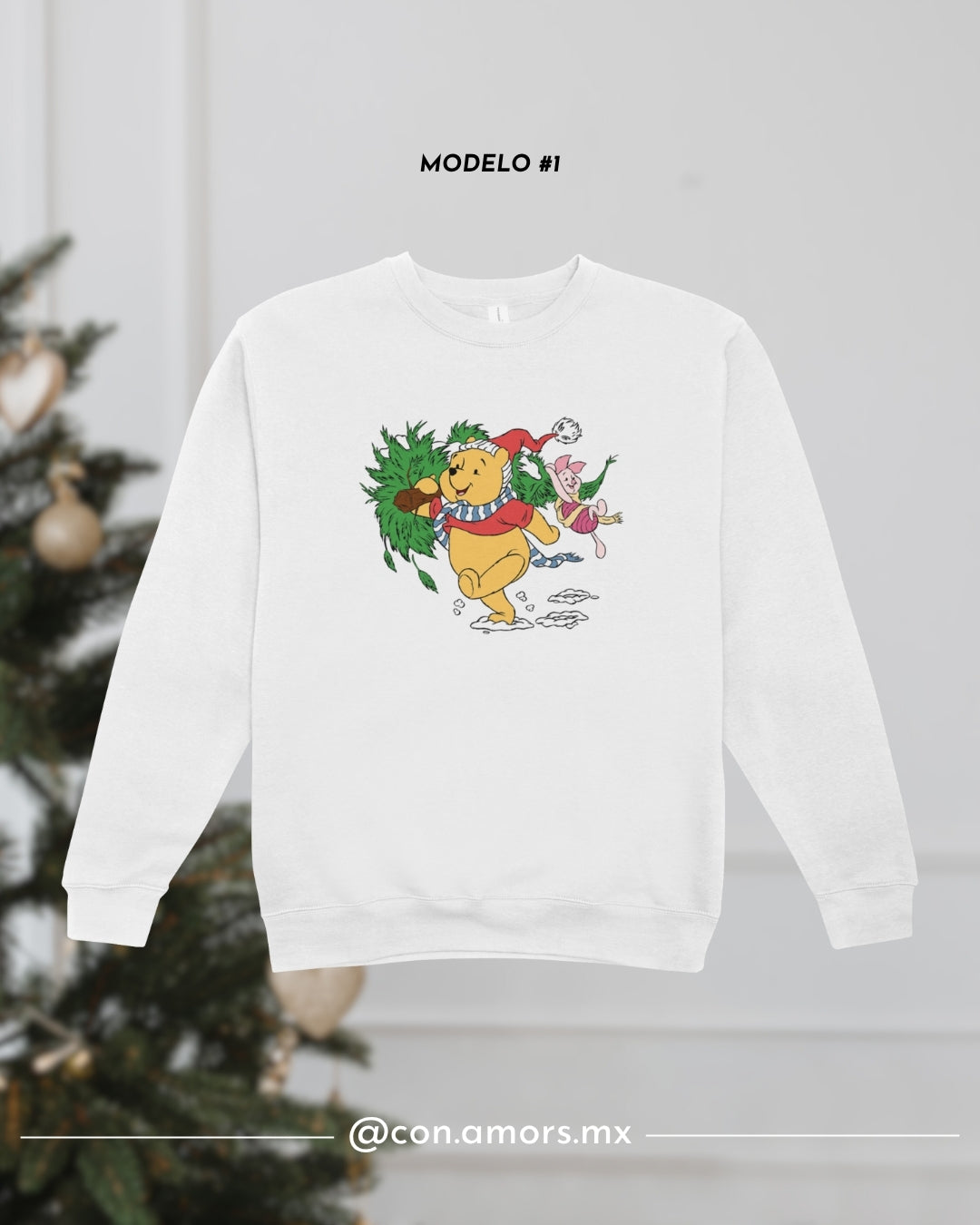 Sudadera Navideña de Cuello Redondo - Winnie Pooh