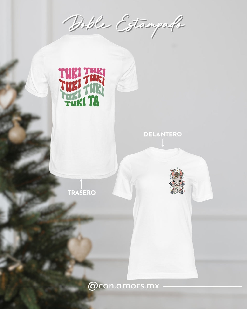 Camiseta Navideña de Manga Corta – Doble Estampado Burrito