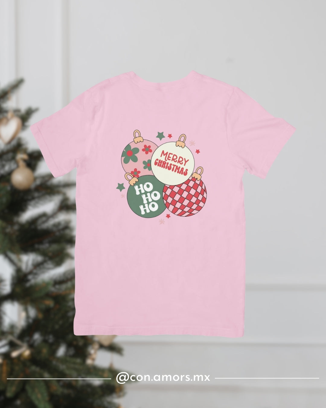 Camiseta Navideña de Manga Corta – Esferas Christmas