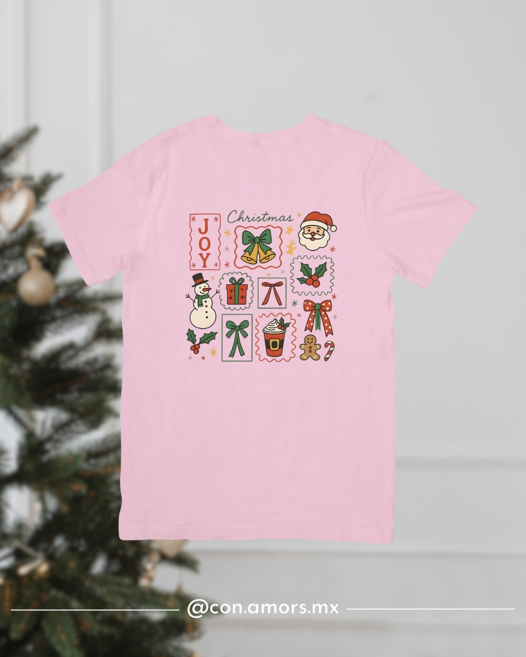 Camiseta Navideña de Manga Corta – Estampilla Christmas