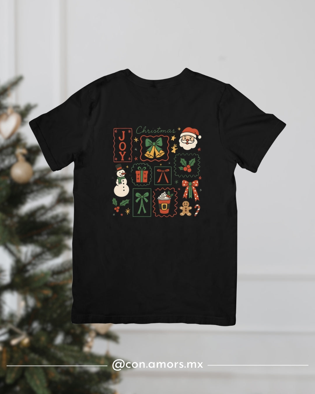 Camiseta Navideña de Manga Corta – Estampilla Christmas