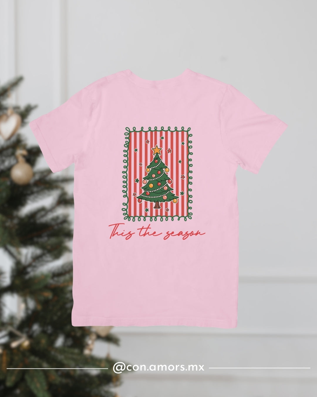 Camiseta Navideña de Manga Corta – Estampilla Arbol