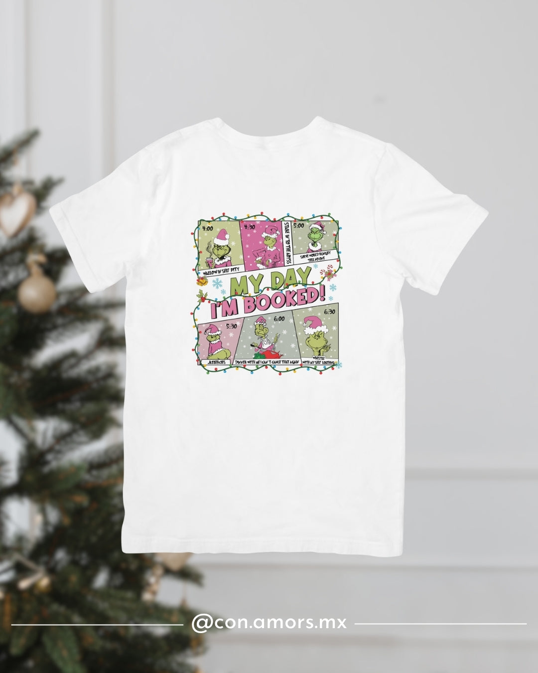 Camiseta Navideña de Manga Corta – Grinch Rosa