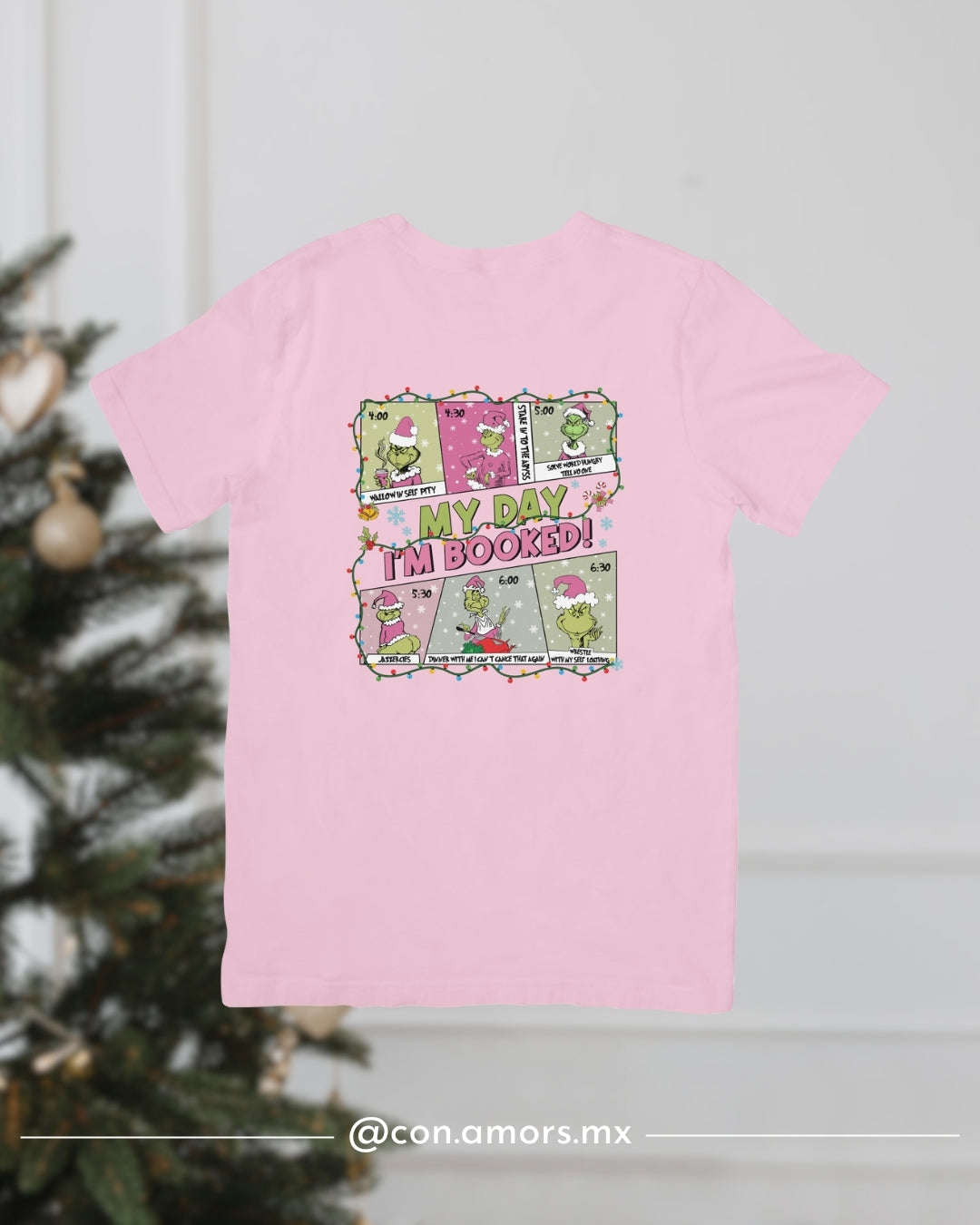 Camiseta Navideña de Manga Corta – Grinch Rosa
