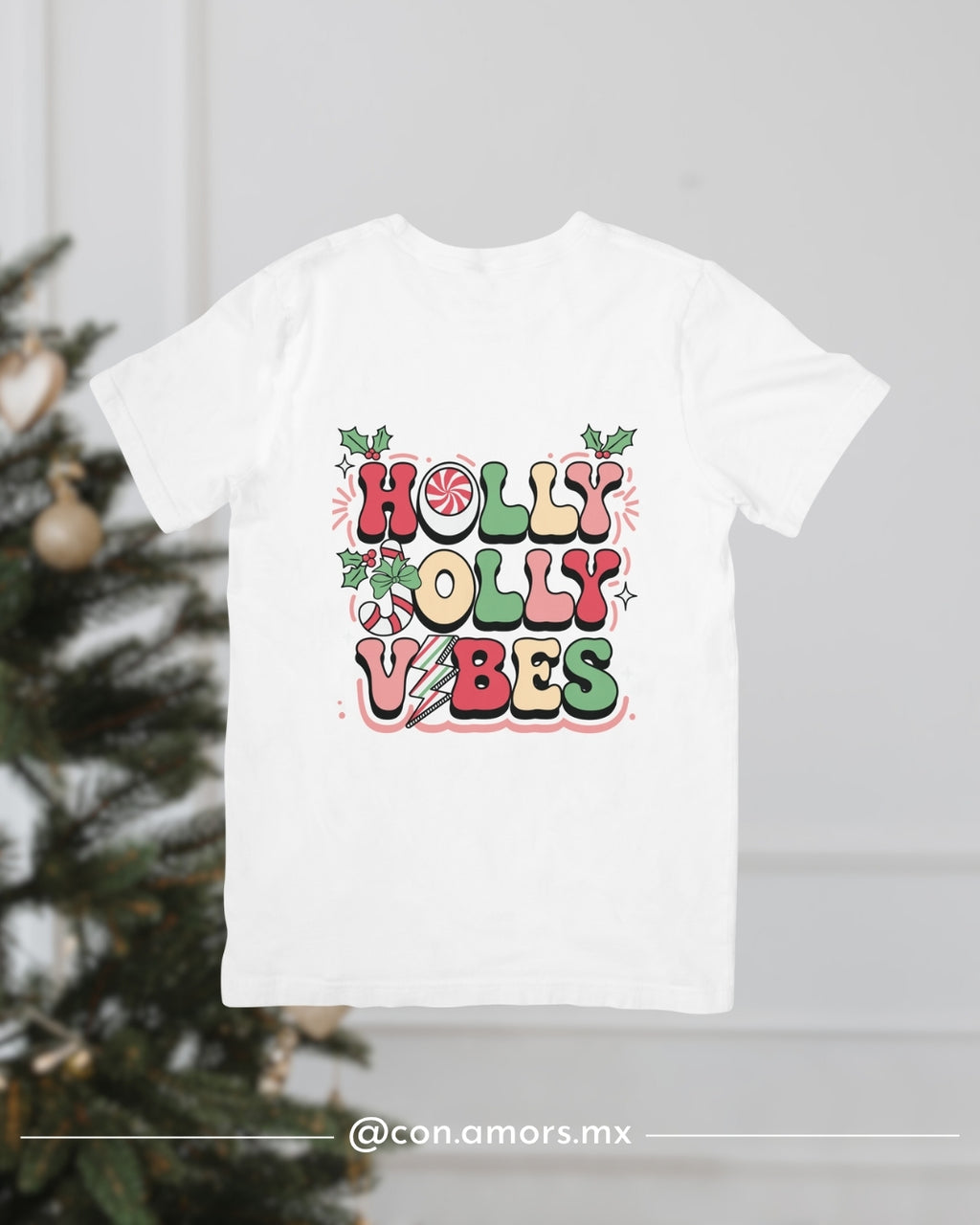 Camiseta Navideña de Manga Corta – Holly Jolly Vibes