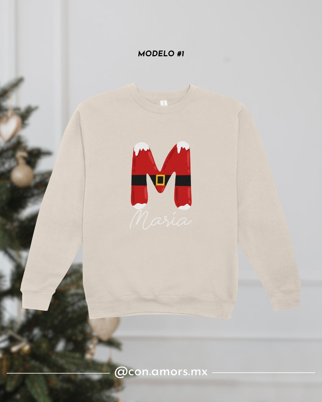 Sudadera Navideña de Cuello Redondo - Iniciales Colleción