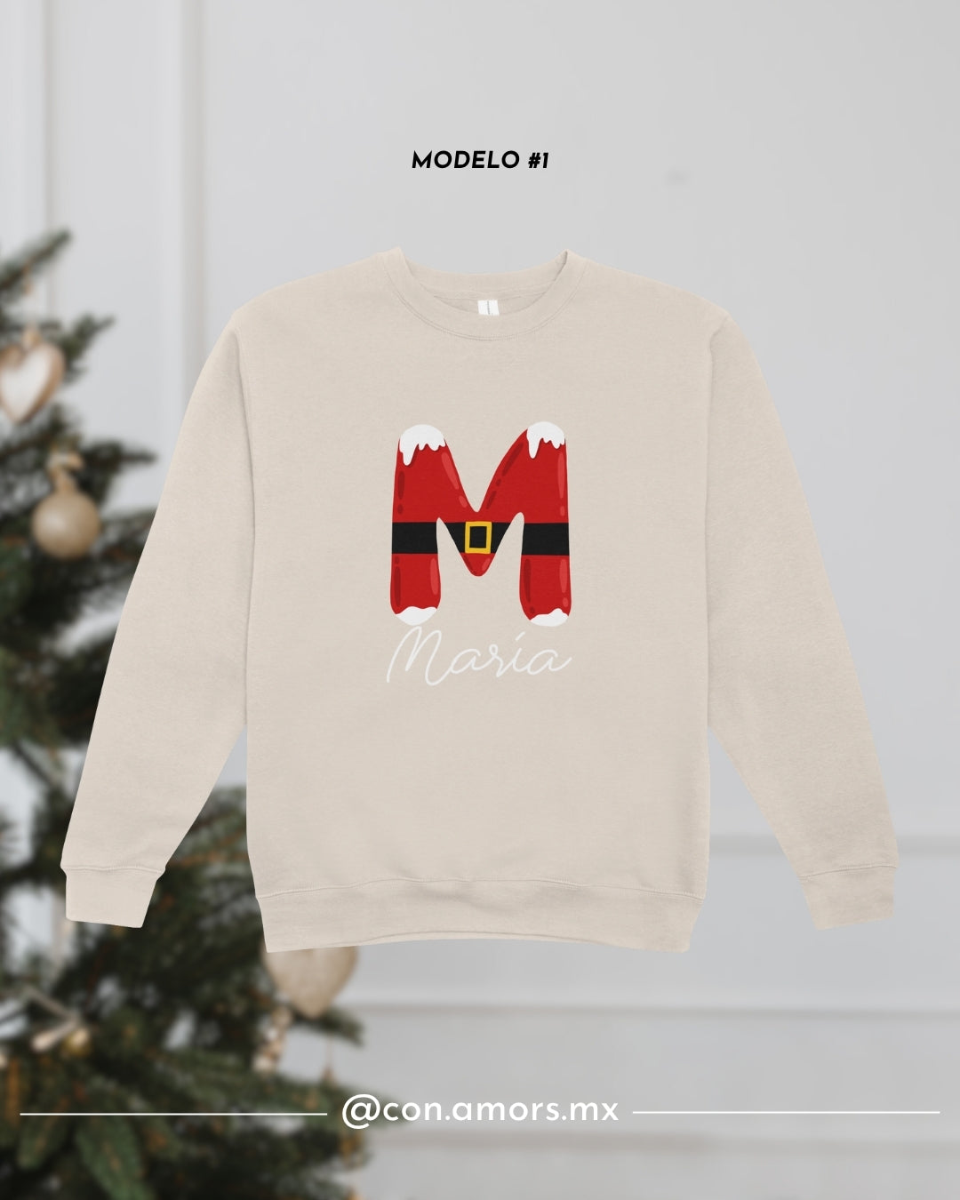 Sudadera Navideña de Cuello Redondo - Iniciales Colleción