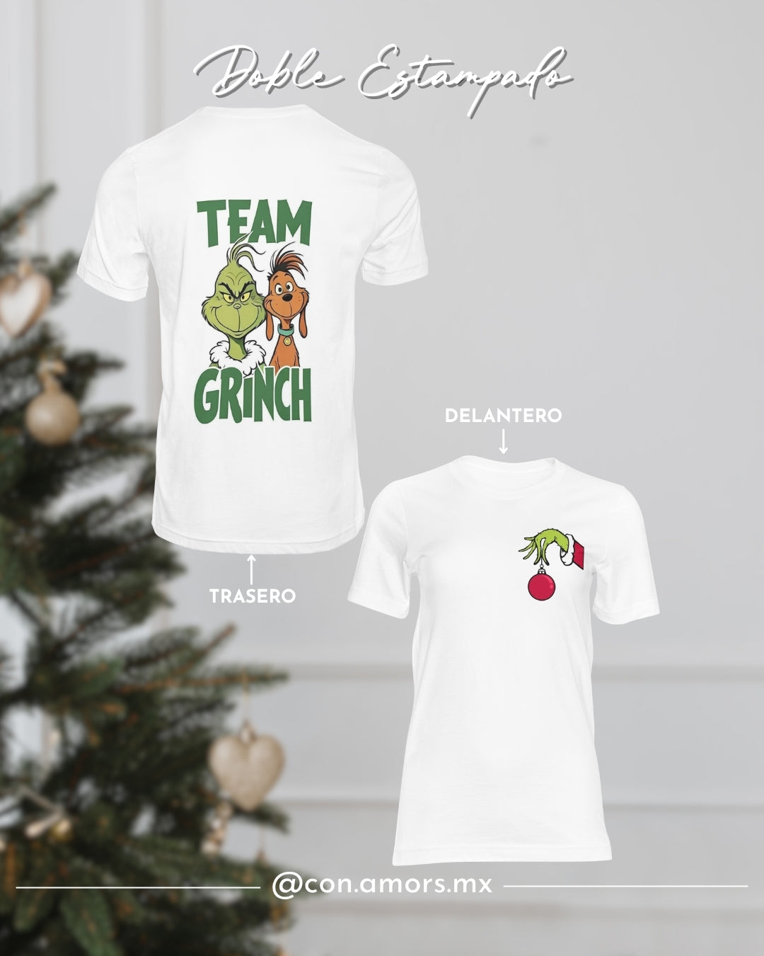 Camiseta Navideña de Manga Corta – Doble Estampado Grinch